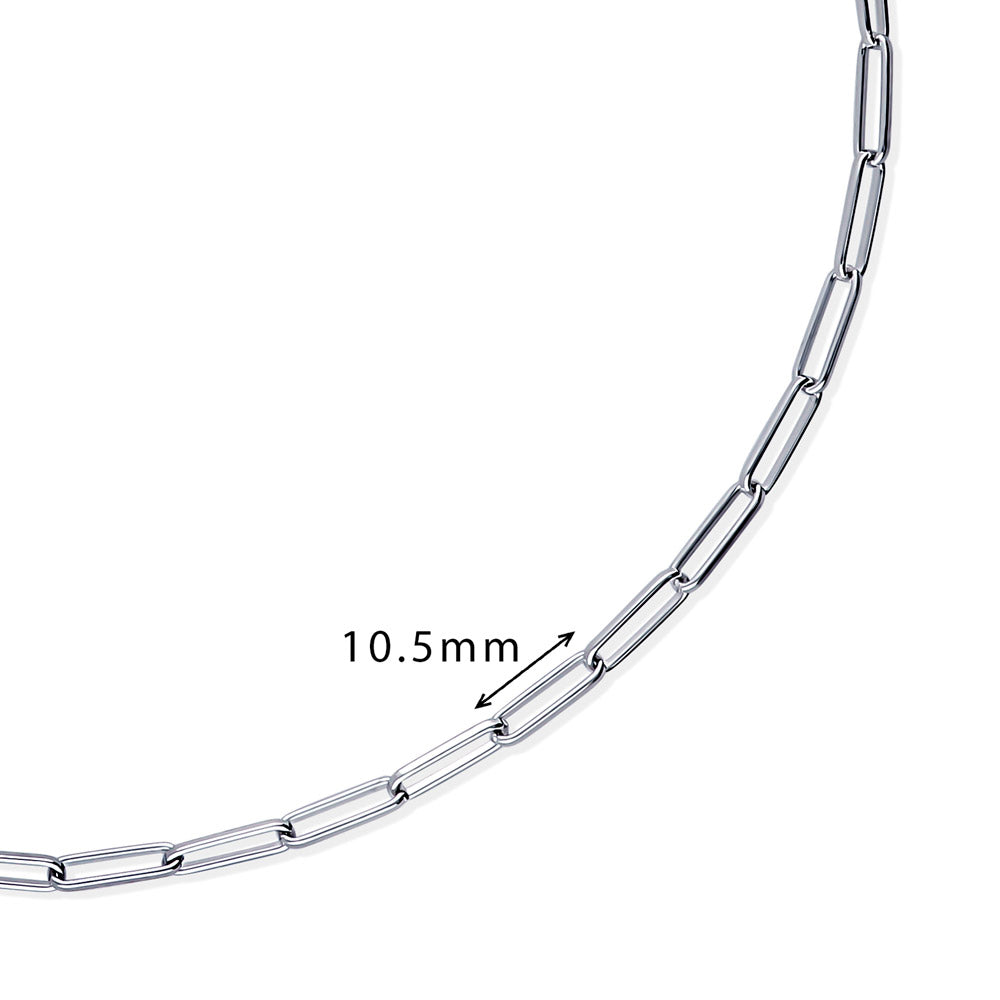 Angle view of Evil Eye Paperclip CZ Layered Necklace Set in Sterling Silver, 12 of 16