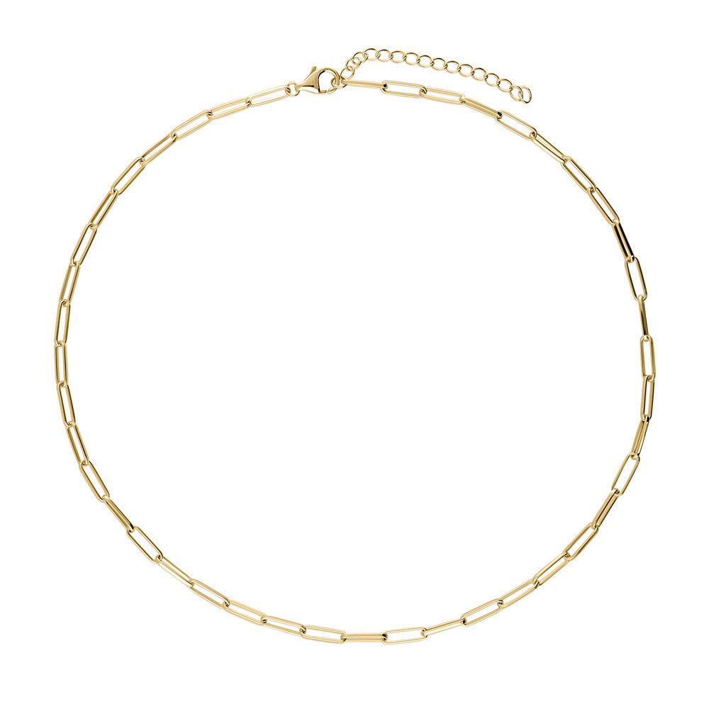 Paperclip Layered Link Chain Necklace Set in Sterling Silver 3mm