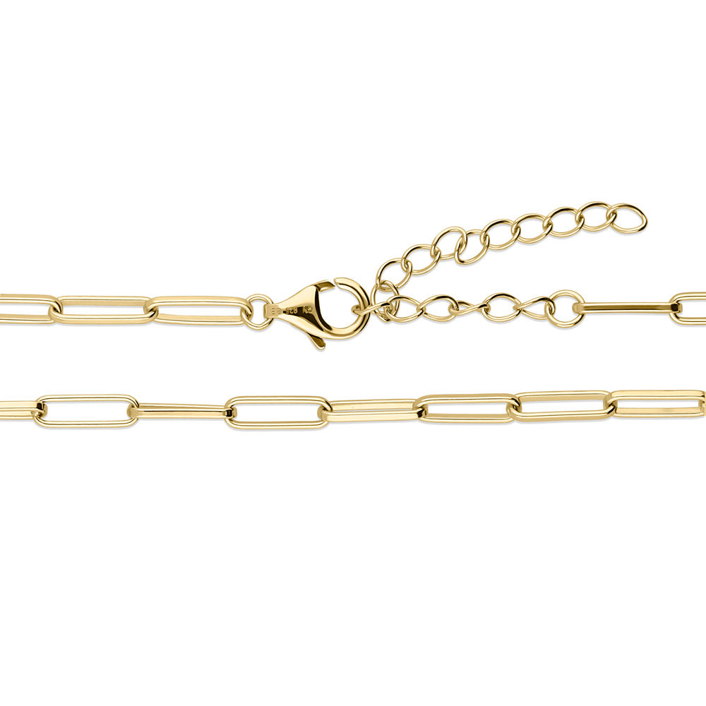 Paperclip Layered Link Chain Necklace Set in Sterling Silver 3mm