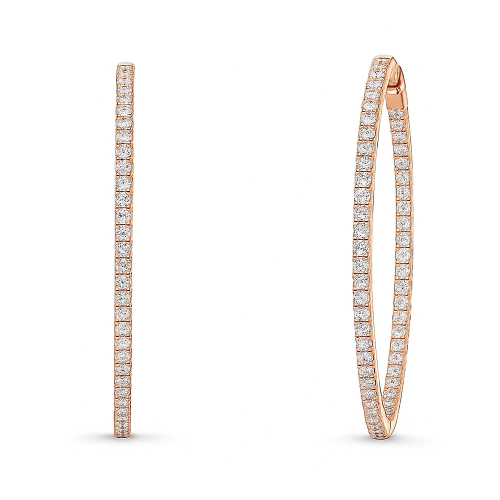 CZ Large Inside-Out Hoop Earrings in Sterling Silver 2.2"