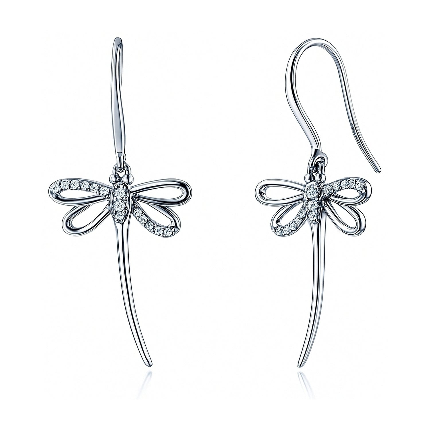 Dragonfly CZ Fish Hook Earrings in Sterling Silver, 1 of 3