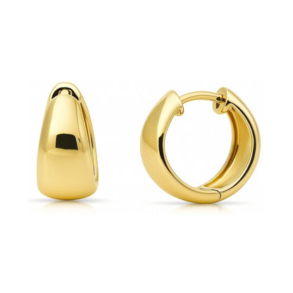 Dome Huggie Earrings in Gold Flashed Sterling Silver, 2 Pairs