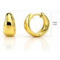 Dome CZ Small Huggie Earrings in Sterling Silver 0.6 inch, Yellow Gold Flashed