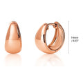 Dome CZ Small Huggie Earrings in Sterling Silver 0.6 inch, Rose Gold Flashed