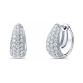 Dome CZ Small Huggie Earrings in Sterling Silver 0.6 inch, Rhodium Plated, Cubic Zirconia