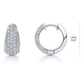 Dome CZ Small Huggie Earrings in Sterling Silver 0.6 inch, Rhodium Plated, Cubic Zirconia