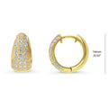 Front view of Dome CZ Small Huggie Earrings in Sterling Silver 0.6 inch, Yellow Gold Flashed, Cubic Zirconia