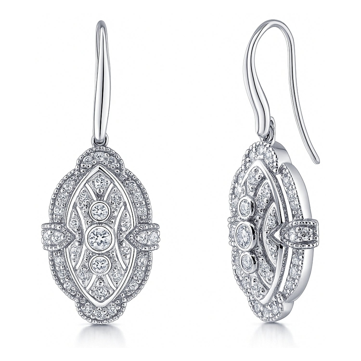 Art Deco Milgrain CZ Set in Sterling Silver, 4 of 11