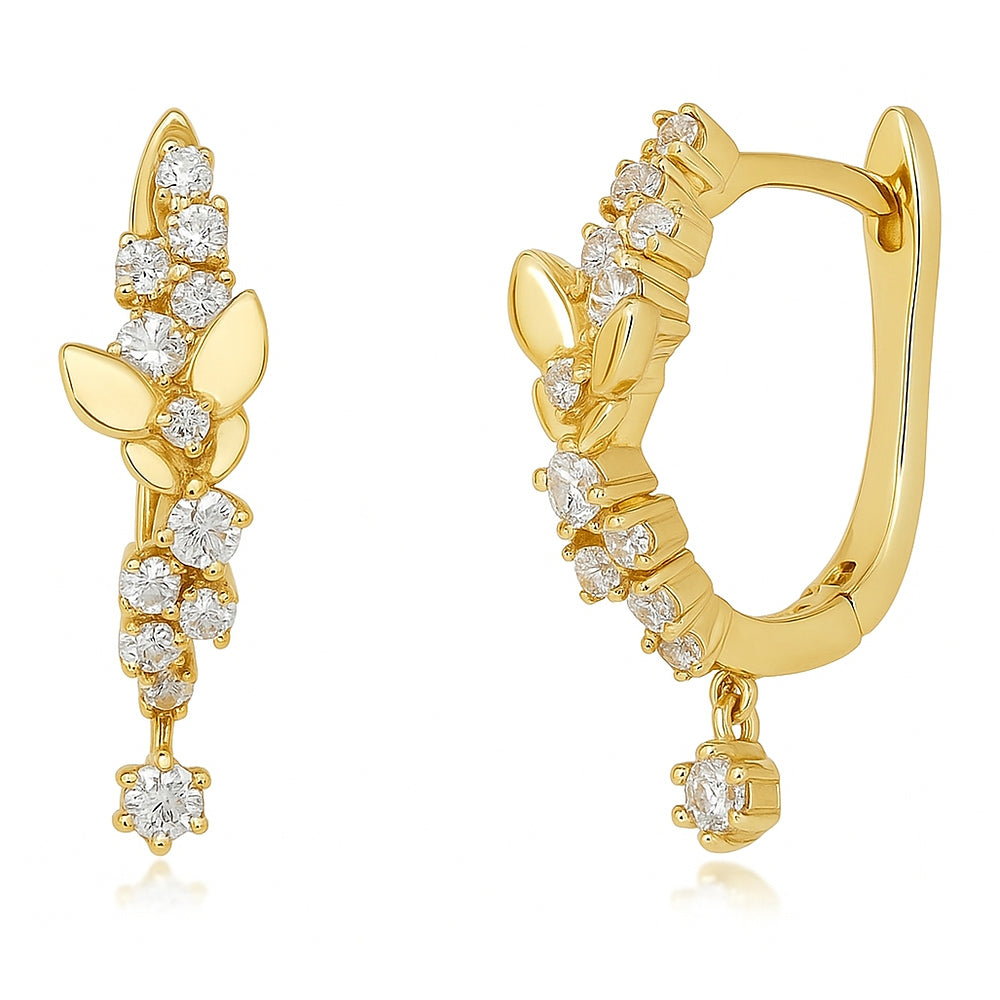Butterfly CZ Hoop Earrings in Gold Flashed Sterling Silver 0.8 inch, 1 of 4