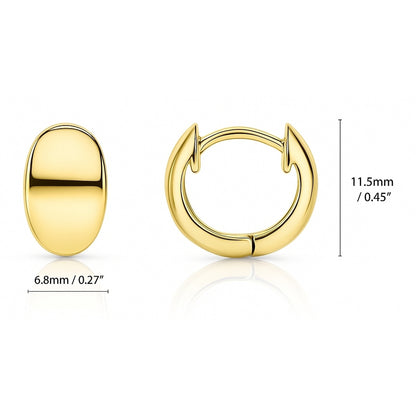 Dome Huggie Earrings in Gold Flashed Sterling Silver, 2 Pairs