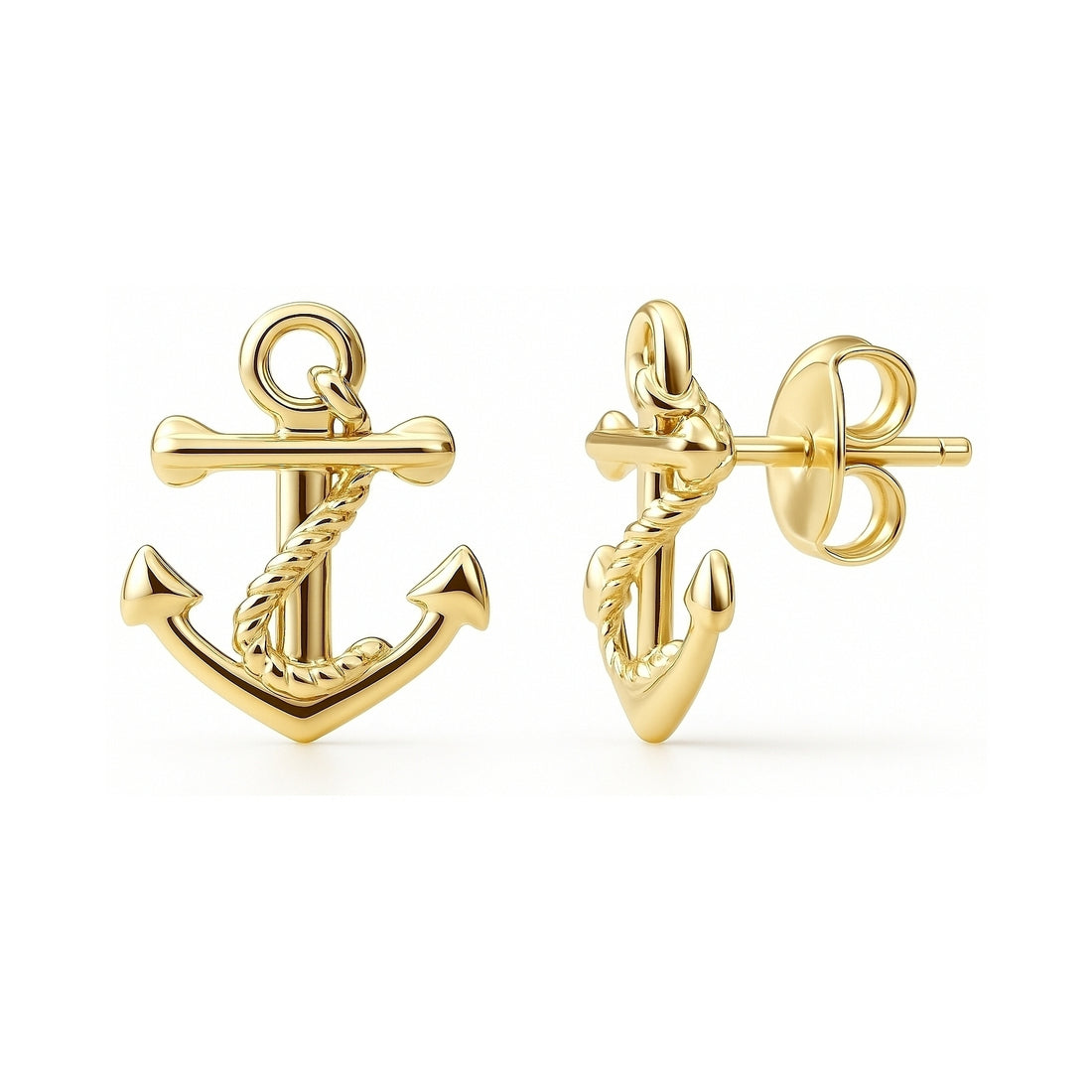 Anchor Stud Earrings in Sterling Silver
