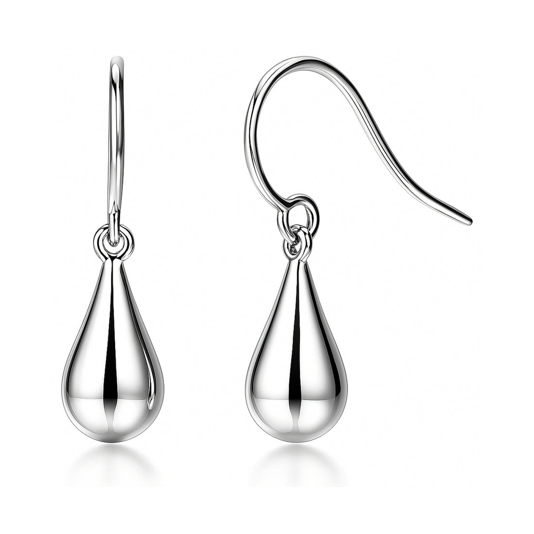 Teardrop Fish Hook Earrings in Sterling Silver