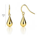 Teardrop Fish Hook Earrings in Sterling Silver, Yellow Gold Flashed