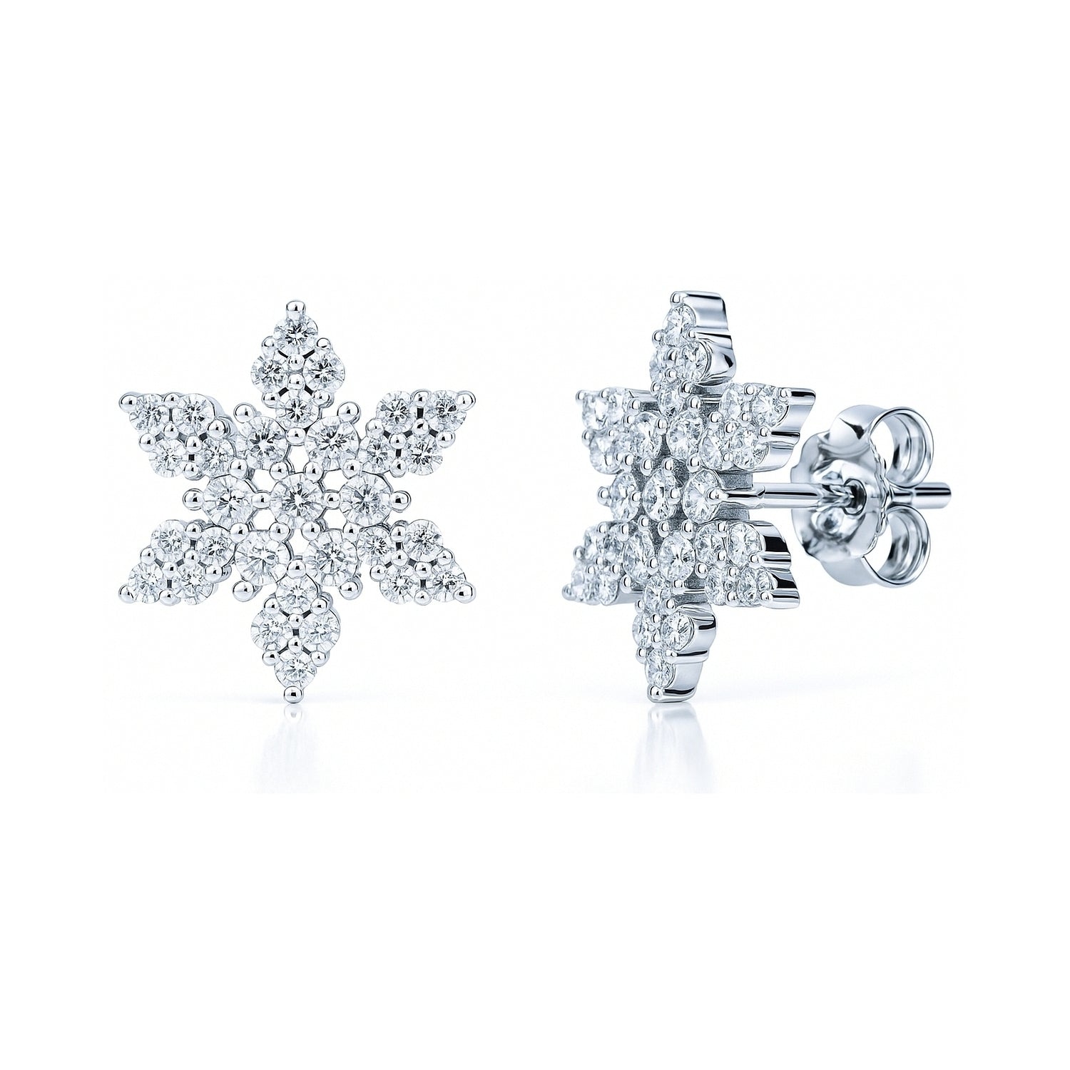 Snowflake CZ Stud Earrings in Sterling Silver, 1 of 3