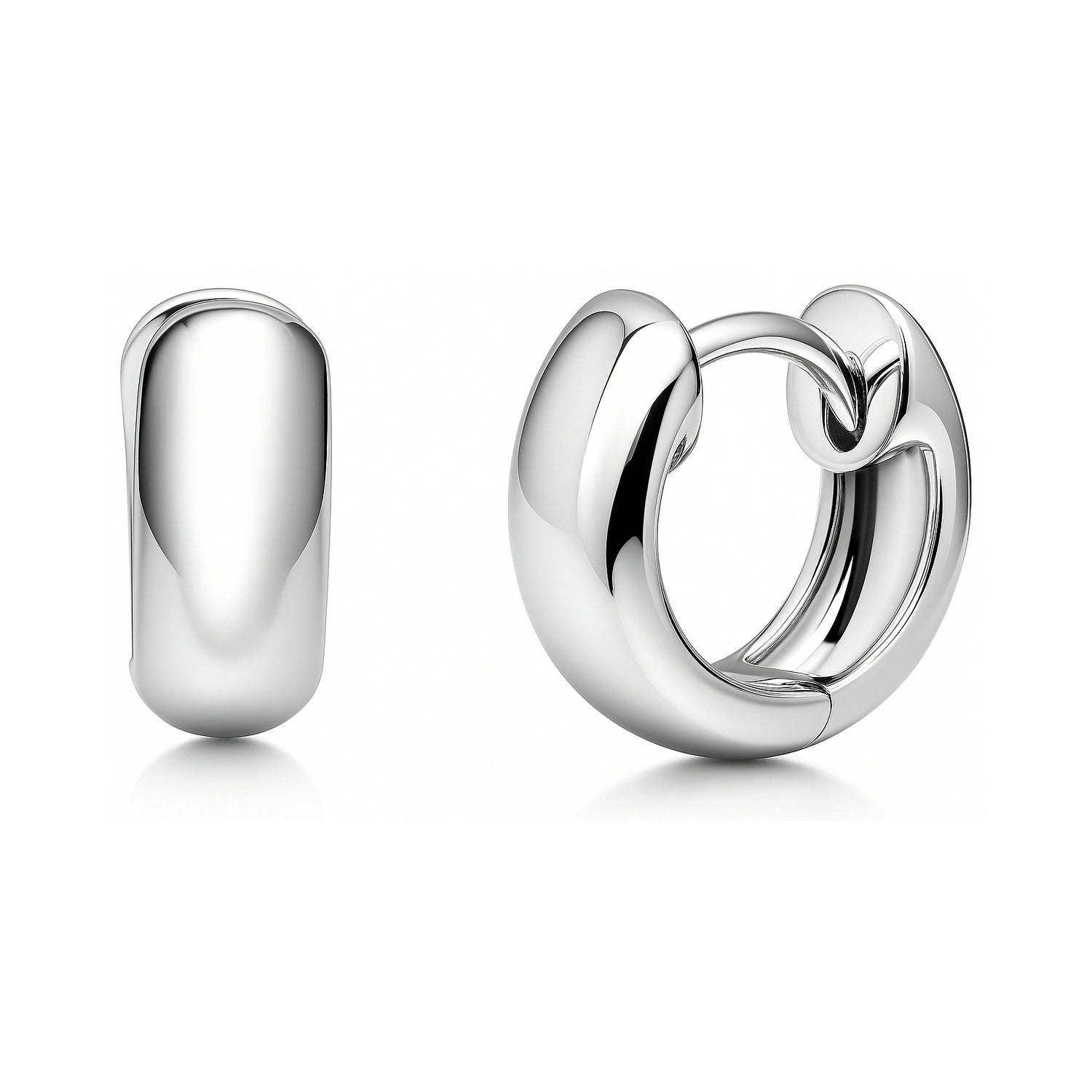 Dome Huggie Earrings in Gold Flashed Sterling Silver, 2 Pairs