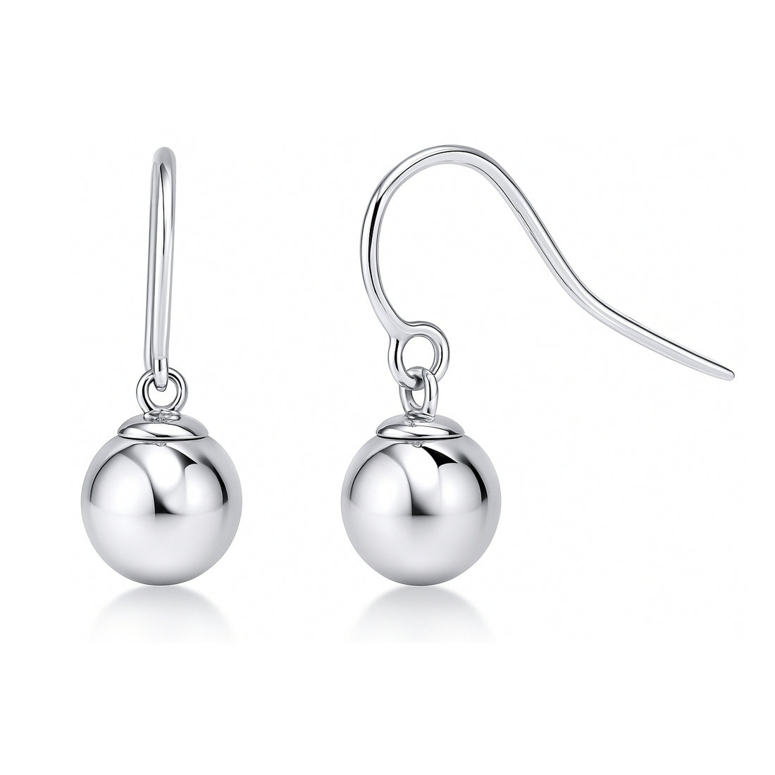 Ball Bead Fish Hook Earrings in Sterling Silver