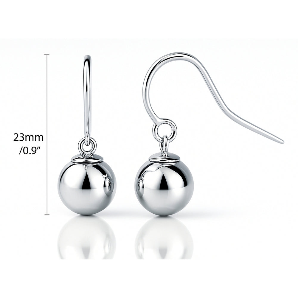 Sterling Silver Ball Bead Fish Hook Dangle Earrings – BERRICLE