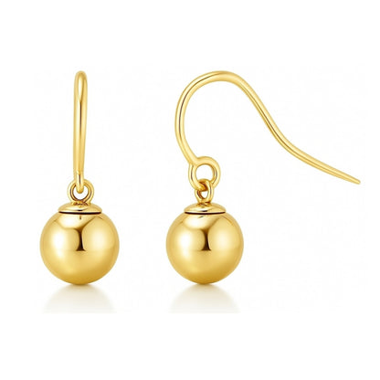 Ball Bead Earrings in Gold Flashed Sterling Silver, 2 Pairs