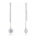 CZ Threader Earrings in Sterling Silver, Rhodium Plated