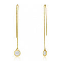 CZ Threader Earrings in Sterling Silver, Yellow Gold Flashed