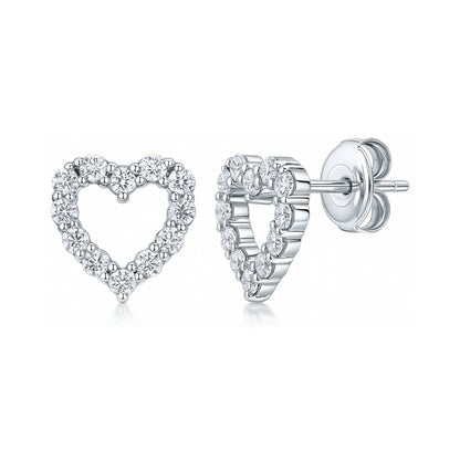 Open Heart CZ Stud Earrings in Sterling Silver