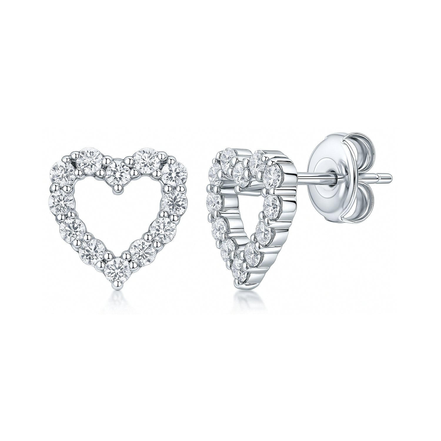 Sterling Silver Open Heart CZ Necklace and Earrings Set – BERRICLE