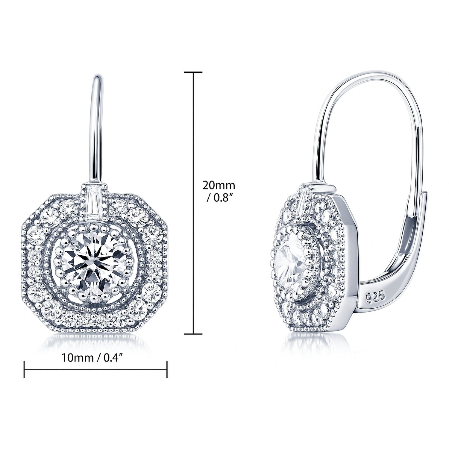 Art Deco CZ Necklace and Earrings in Sterling Silver, 8 of 13