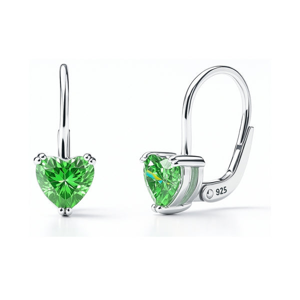 Sterling Silver Solitaire Heart Heart CZ Leverback Earrings – BERRICLE