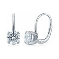 Solitaire CZ Leverback Earrings in Sterling Silver, Rhodium Plated, 7mm, Default Title