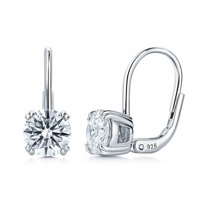 Solitaire 2.5ct CZ Leverback Earrings in Sterling Silver