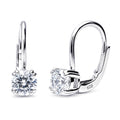 Solitaire CZ Leverback Earrings in Sterling Silver, Rhodium Plated / 5mm