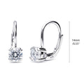 Solitaire CZ Leverback Earrings in Sterling Silver, Rhodium Plated / 5mm