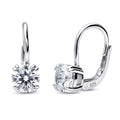 Solitaire CZ Leverback Earrings in Sterling Silver, Rhodium Plated / 6mm