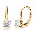 Solitaire CZ Leverback Earrings in Sterling Silver, Gold Flashed / 5mm