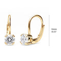 Solitaire CZ Leverback Earrings in Sterling Silver, Gold Flashed / 5mm