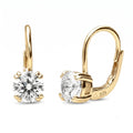 Solitaire CZ Leverback Earrings in Sterling Silver, Gold Flashed / 6mm