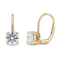 Solitaire CZ Leverback Earrings in Sterling Silver, Gold Flashed / 7mm