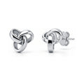 Love Knot Stud Earrings in Sterling Silver, Rhodium Plated