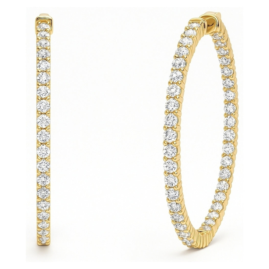 CZ Inside-Out Hoop Earrings in Sterling Silver 1.8"