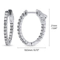Oval CZ Small Inside-Out Hoop Earrings in Sterling Silver 0.8 inch, Rhodium Plated