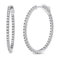 Oval CZ Inside-Out Hoop Earrings in Sterling Silver 1.4 inch, Rhodium Plated
