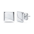 Square Stud Earrings in Sterling Silver, Rhodium Plated