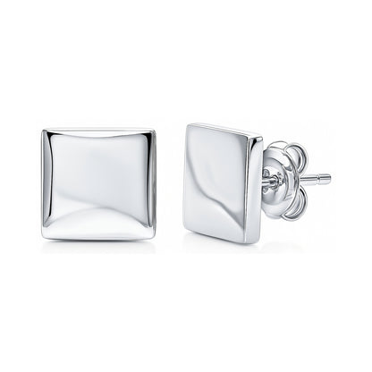 Cross Square Stud Earrings in Sterling Silver, 2 Pairs