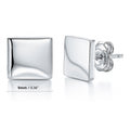 Square Stud Earrings in Sterling Silver, Rhodium Plated