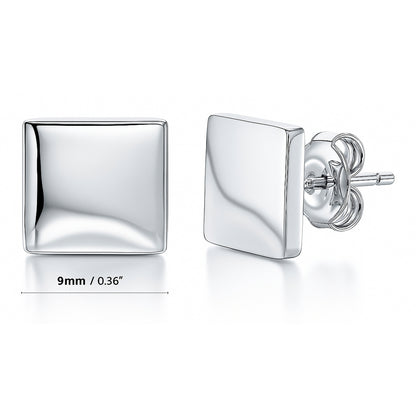 Cross Square Stud Earrings in Sterling Silver, 2 Pairs