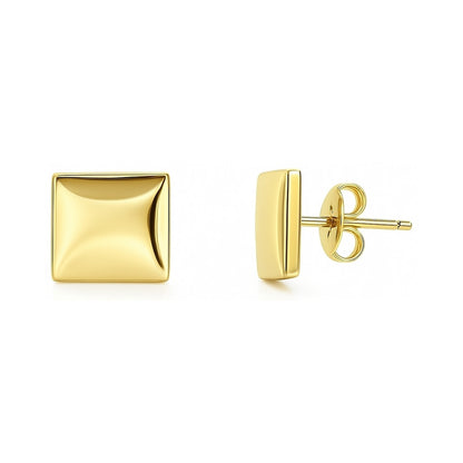 Square Stud Earrings in Gold Flashed Sterling Silver, 2 Pairs