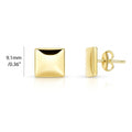 Square Stud Earrings in Sterling Silver, Yellow Gold Flashed