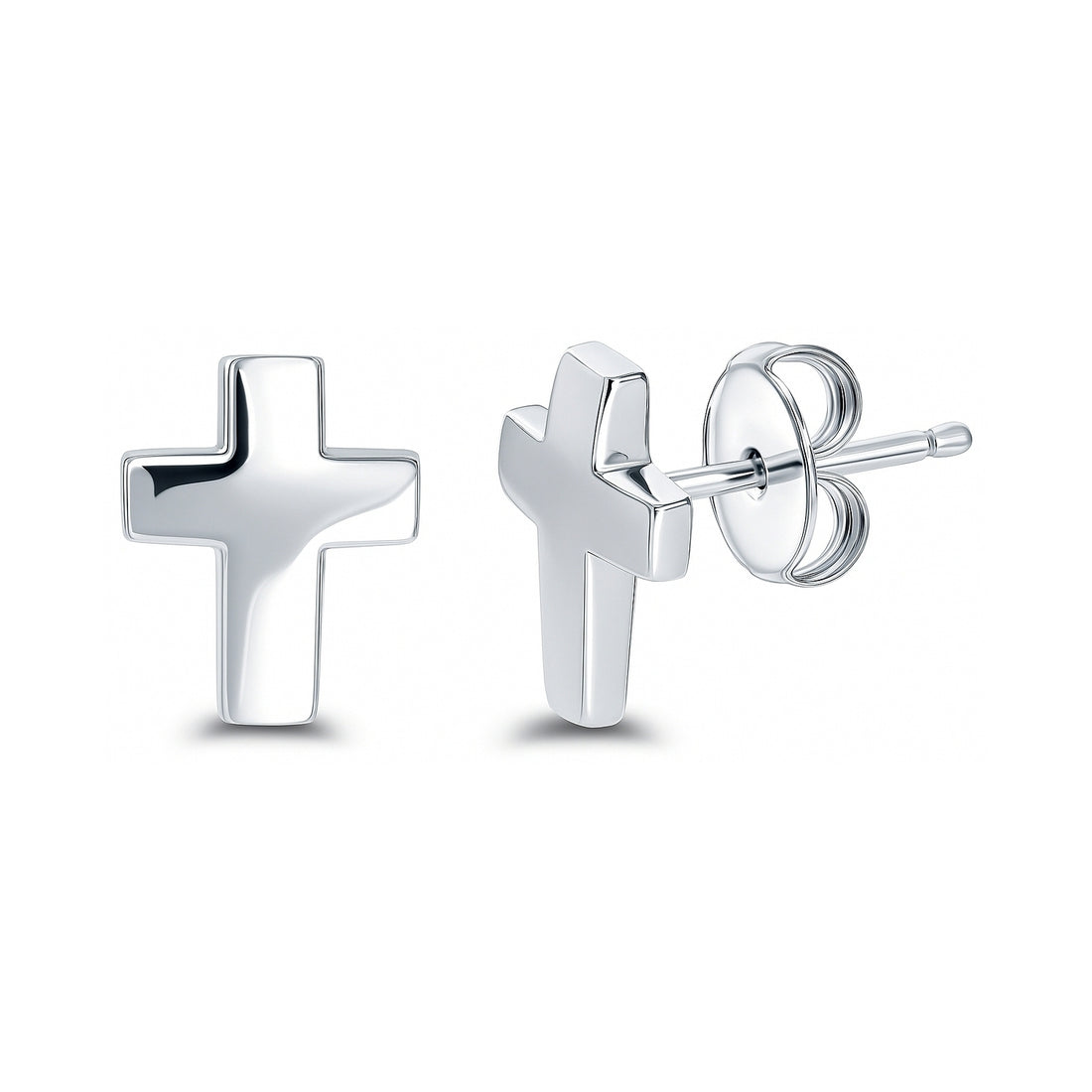 Cross Stud Earrings in Sterling Silver