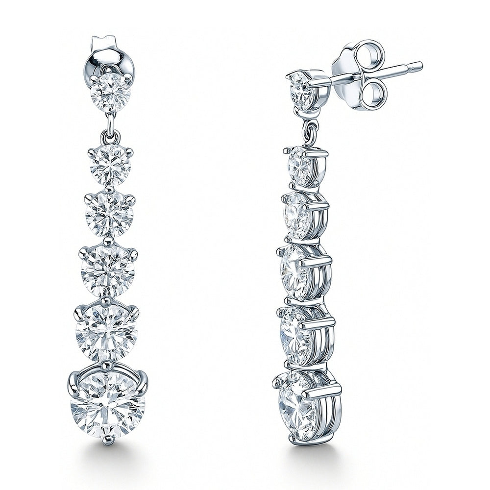 Sterling Silver Graduated Cubic Zirconia CZ Dangle Earrings – BERRICLE