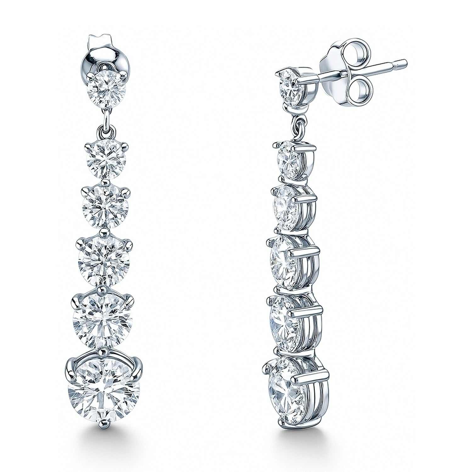 Graduated CZ Earrings in Sterling Silver, 1 of 9